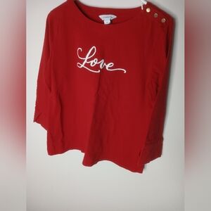 Liz Claiborne Red Top with White 'Love' Script